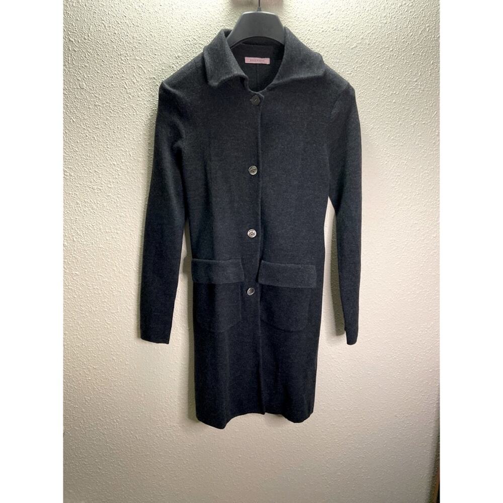 Hucenberd Women Heather Gray Merino Wool Cardigan/Coat Size S